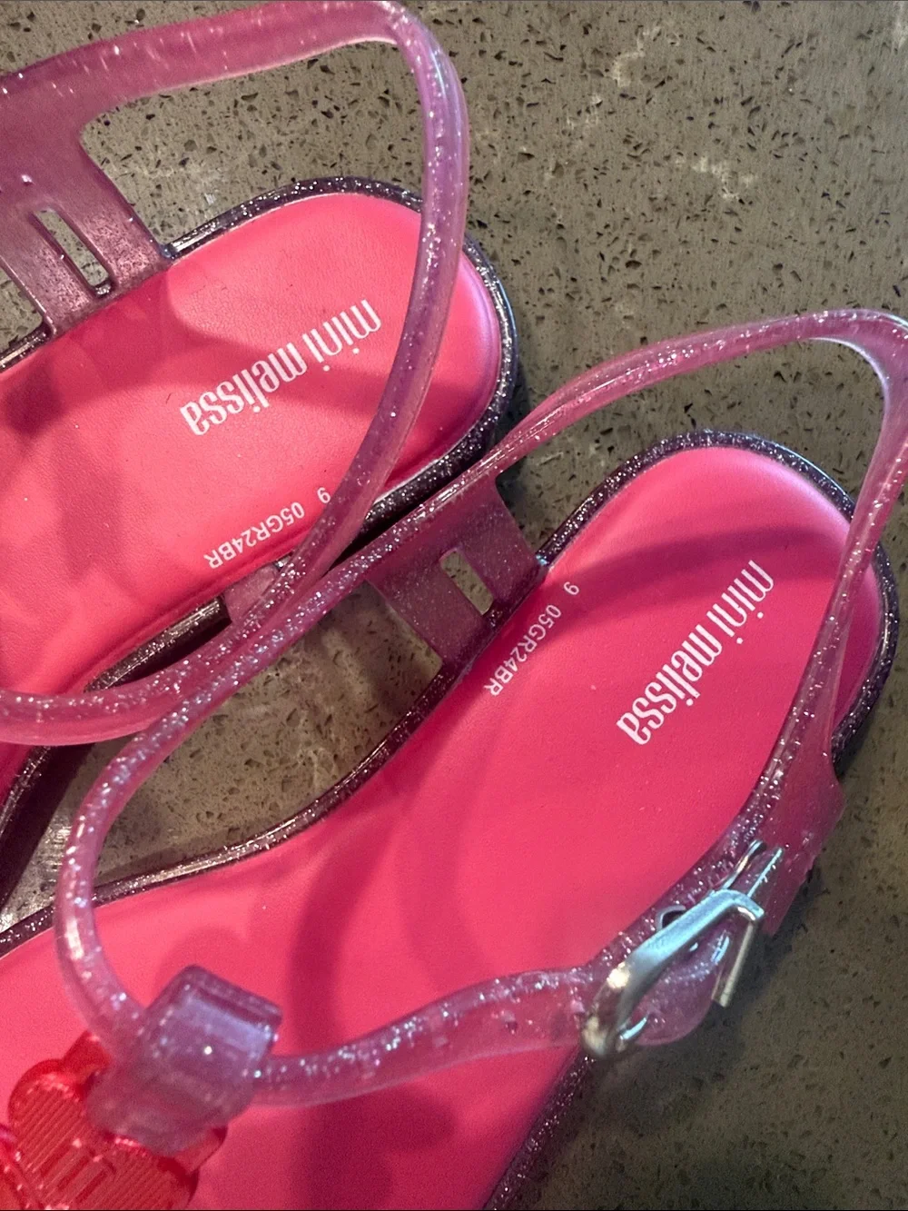 New! Mini Melissa Solar Pink Glitter Jelly Sandals